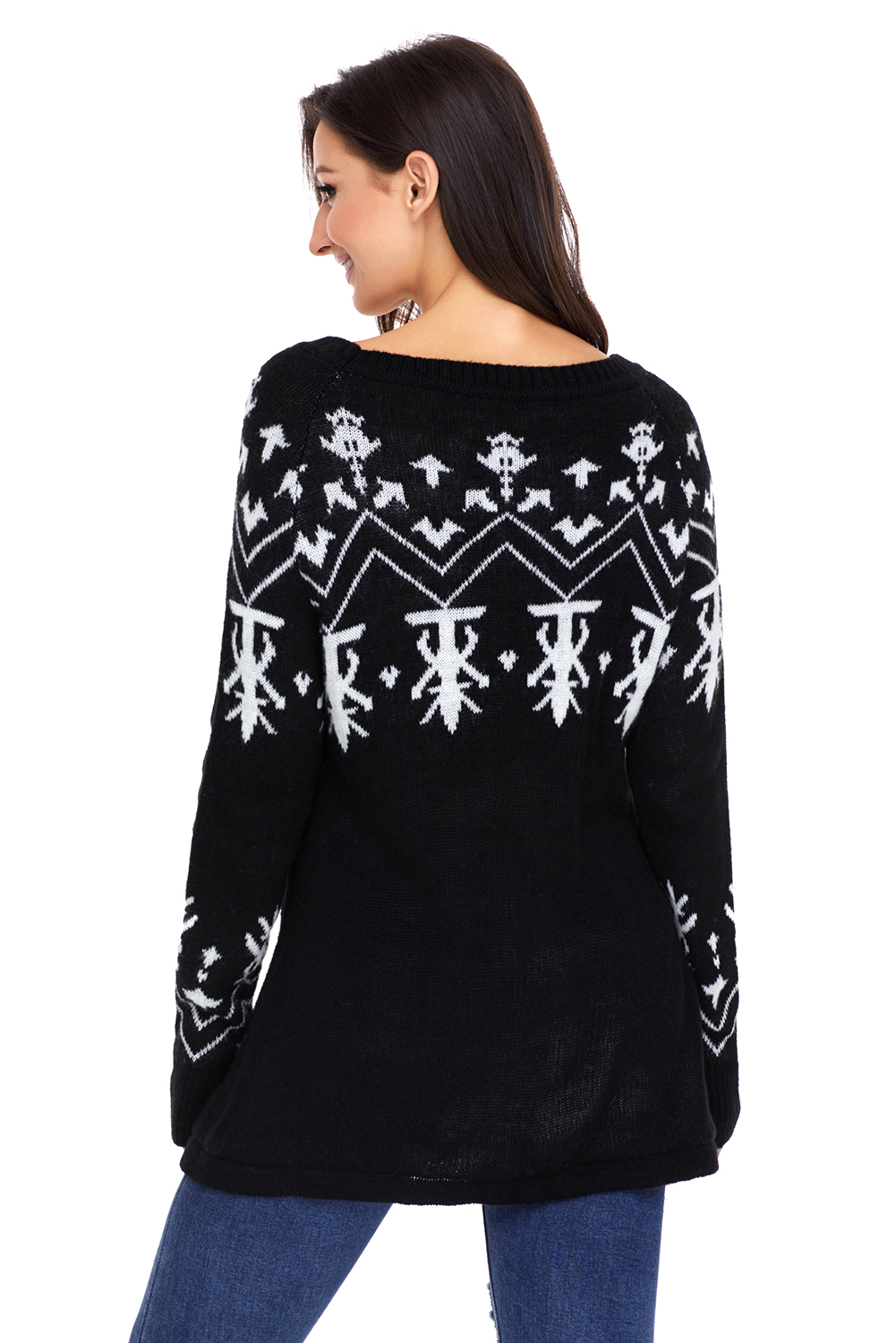 BY27720-2 Black A-line Casual Fit Christmas Fashion Sweater